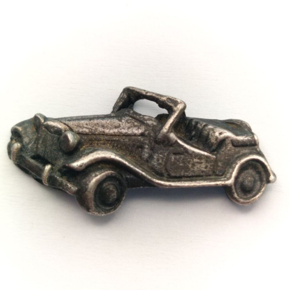 Vintage Classic Car Pin Brooch Automobile Silver Tone Roadster Lapel